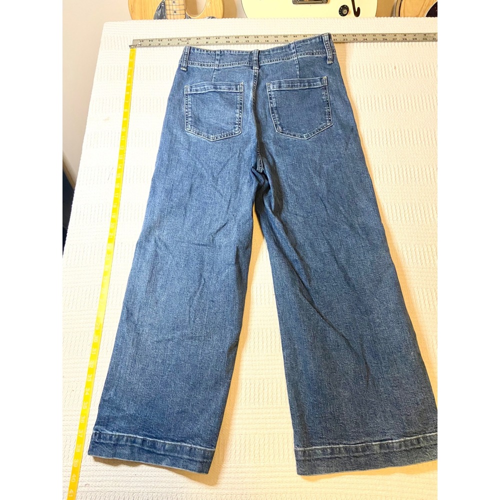 Gap Denim High Rise Wide Leg Crop Jeans Size 10/30R Medium Wash Utility Blue - Picture 4 of 4